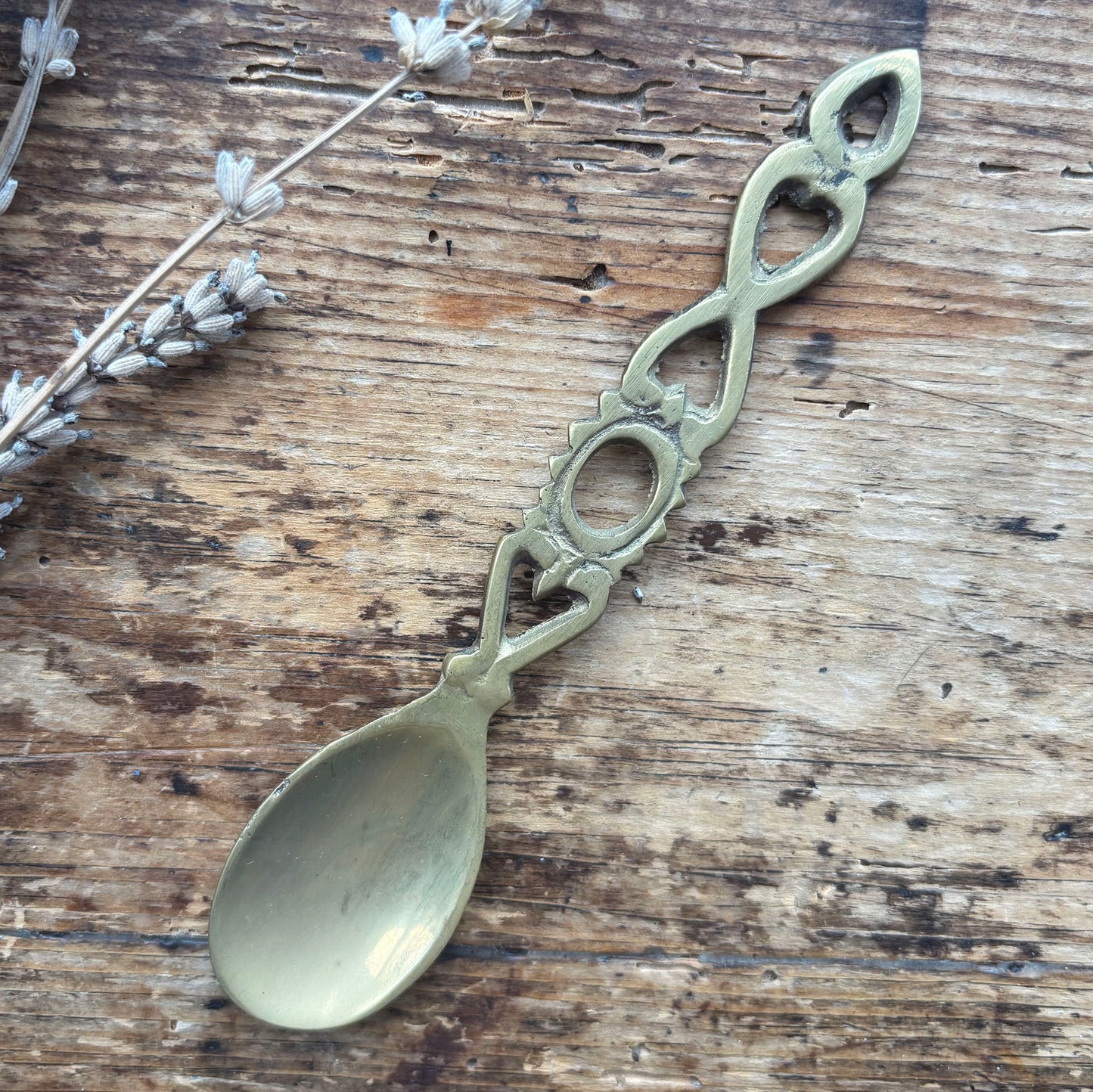 Vintage Welsh Love Spoon - Solid Brass - Small (Preloved)