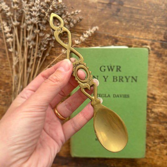 Vintage Welsh Love Spoon - Solid Brass - Small (Preloved)