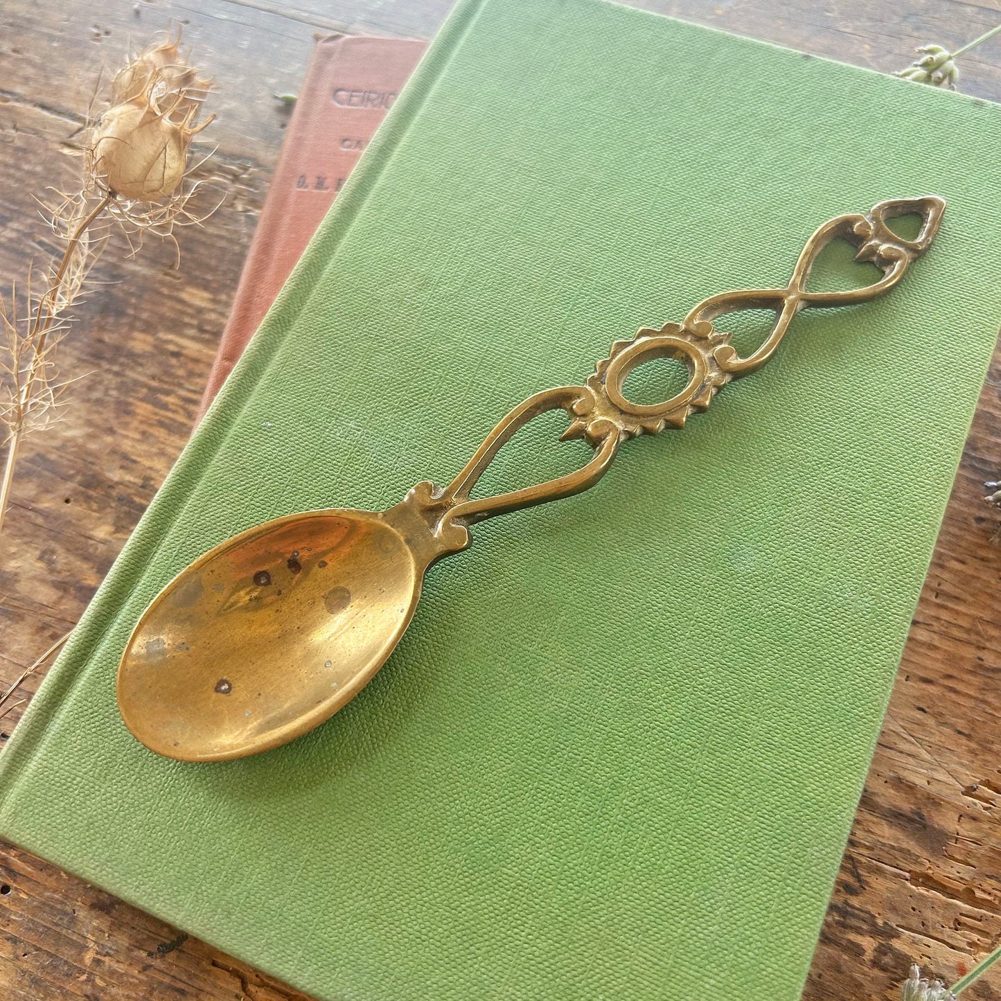 Vintage Welsh Lovespoon / Love Spoon - Solid Brass - Small (Preloved)