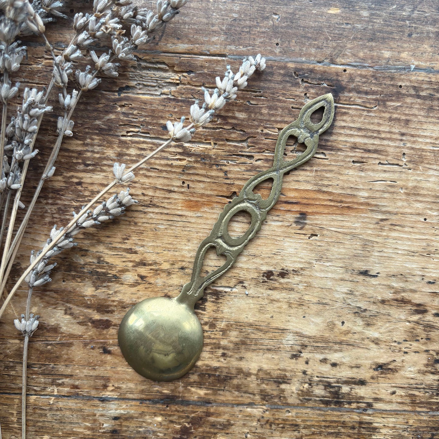 Vintage Welsh Love Spoon - Solid Brass - Small (Preloved)