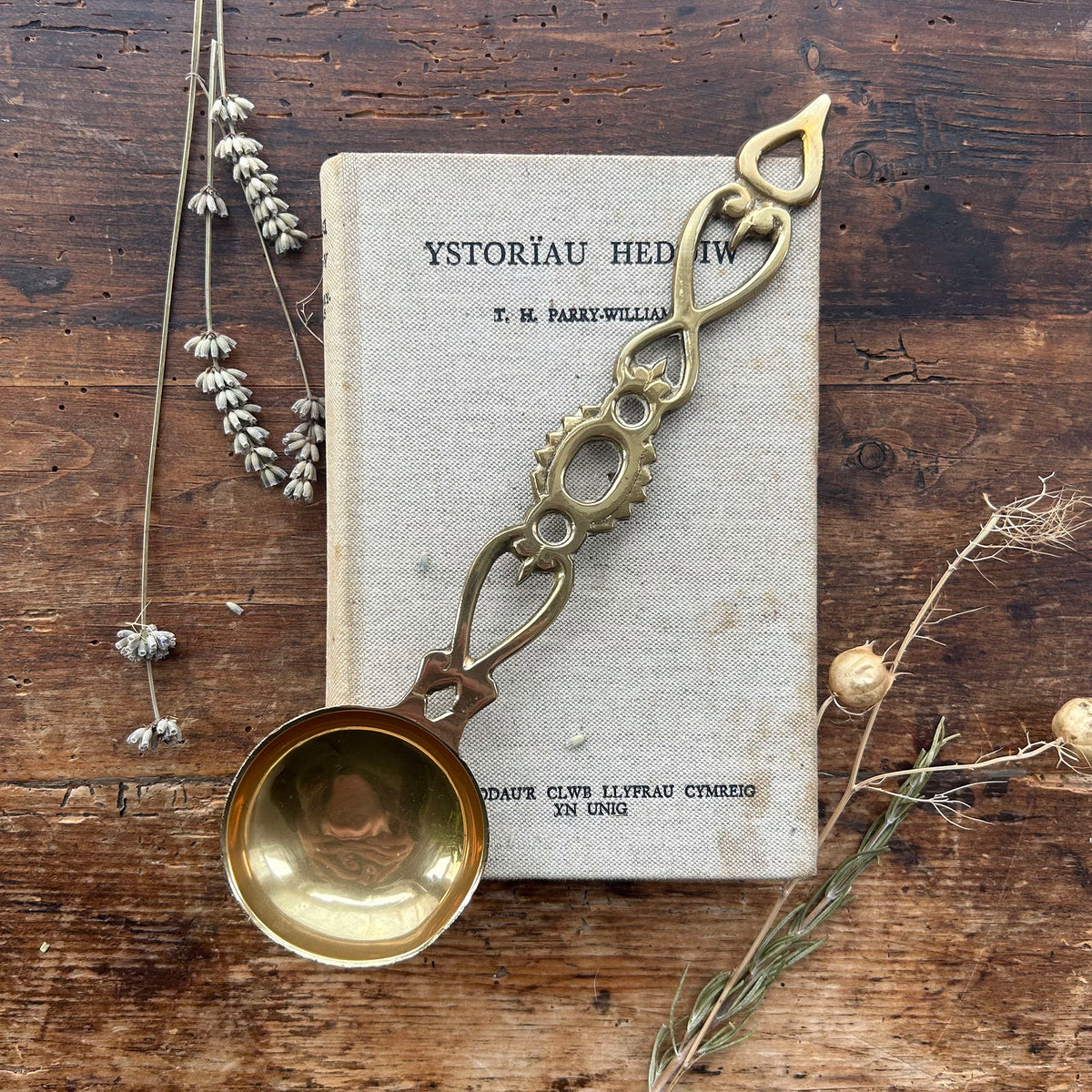 Vintage Welsh Lovespoon / Love Spoon - Solid Brass - Large (Preloved)