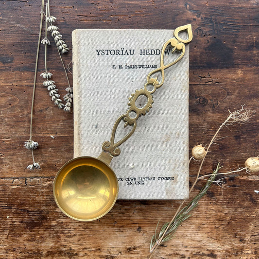 Vintage Welsh Lovespoon / Love Spoon - Solid Brass - Large (Preloved)