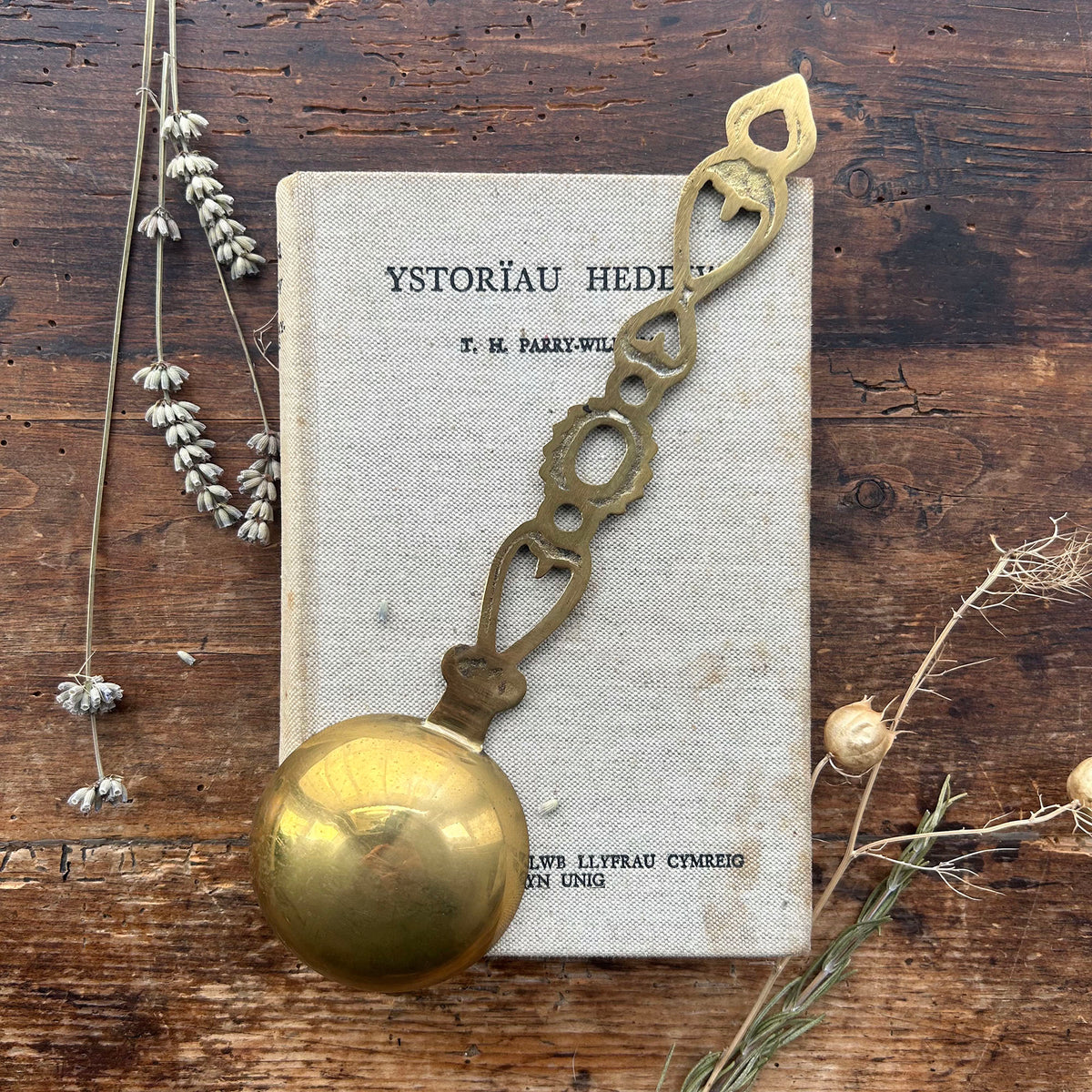 Vintage Welsh Lovespoon / Love Spoon - Solid Brass - Large (Preloved)