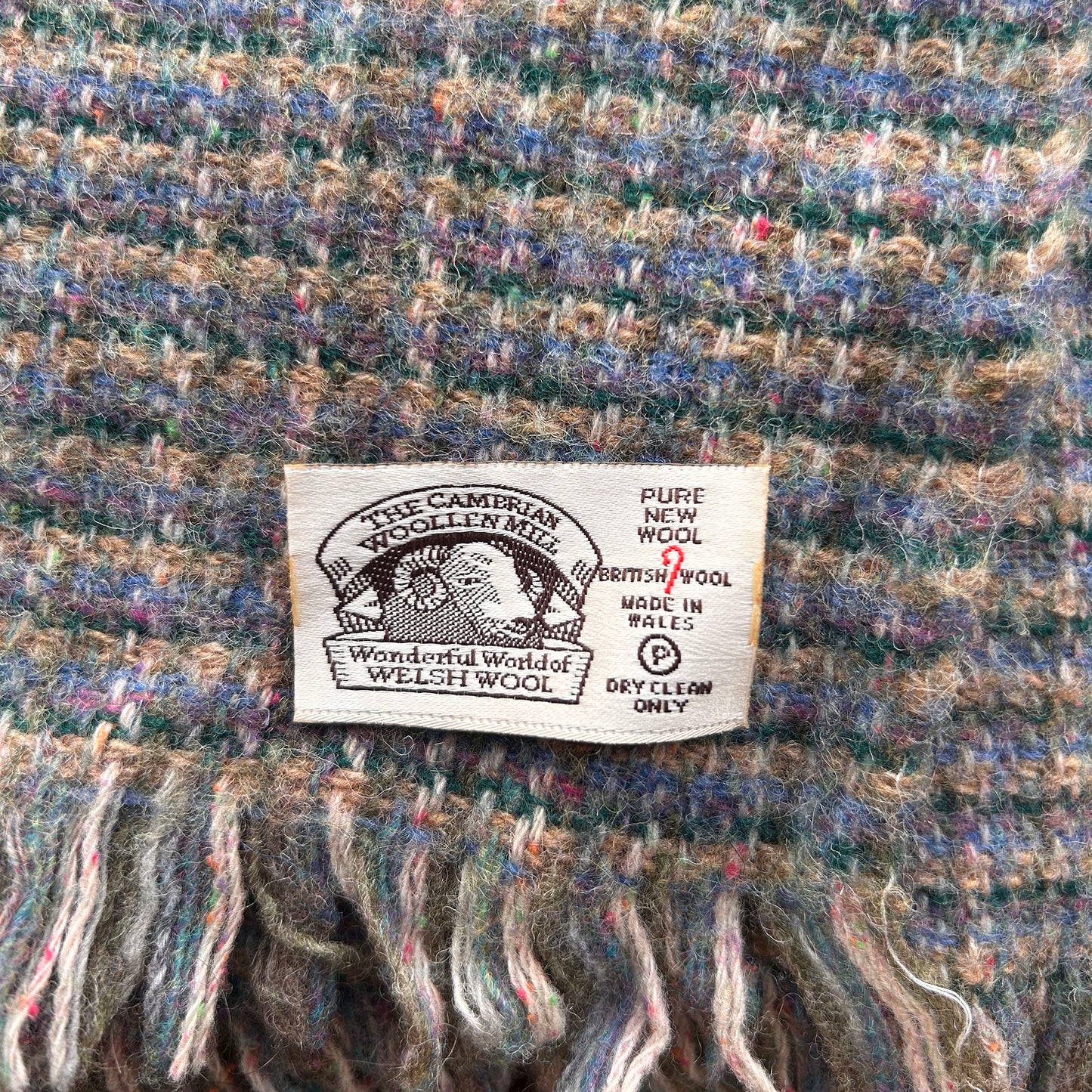 Vintage Welsh Throw / Blanket - 100% Wool - Blues (Preloved)