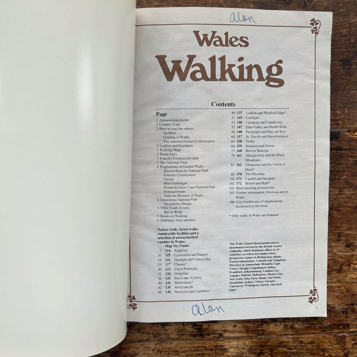Wales Walking - Wales Tourist Board 1982 (Preloved)