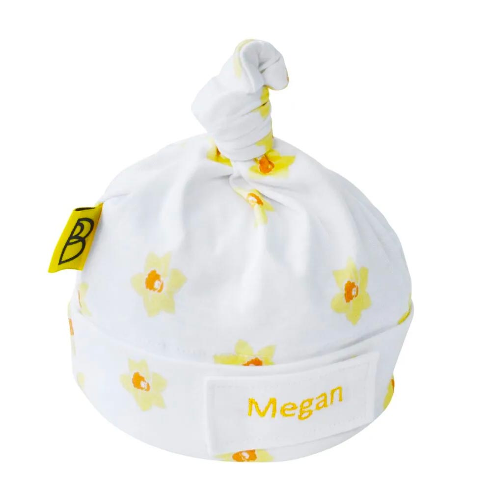 Baby Gift Set - Organic Hat Dribble Bib – Daffodils - Personalised