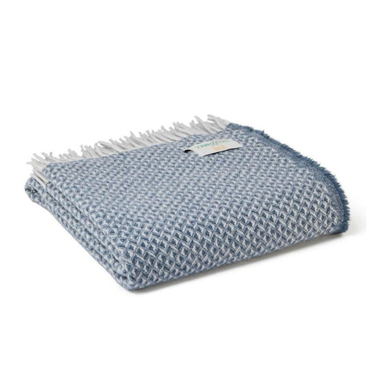 Throw / Blanket - New Wool - Welsh Diamond - Blue Slate Grey
