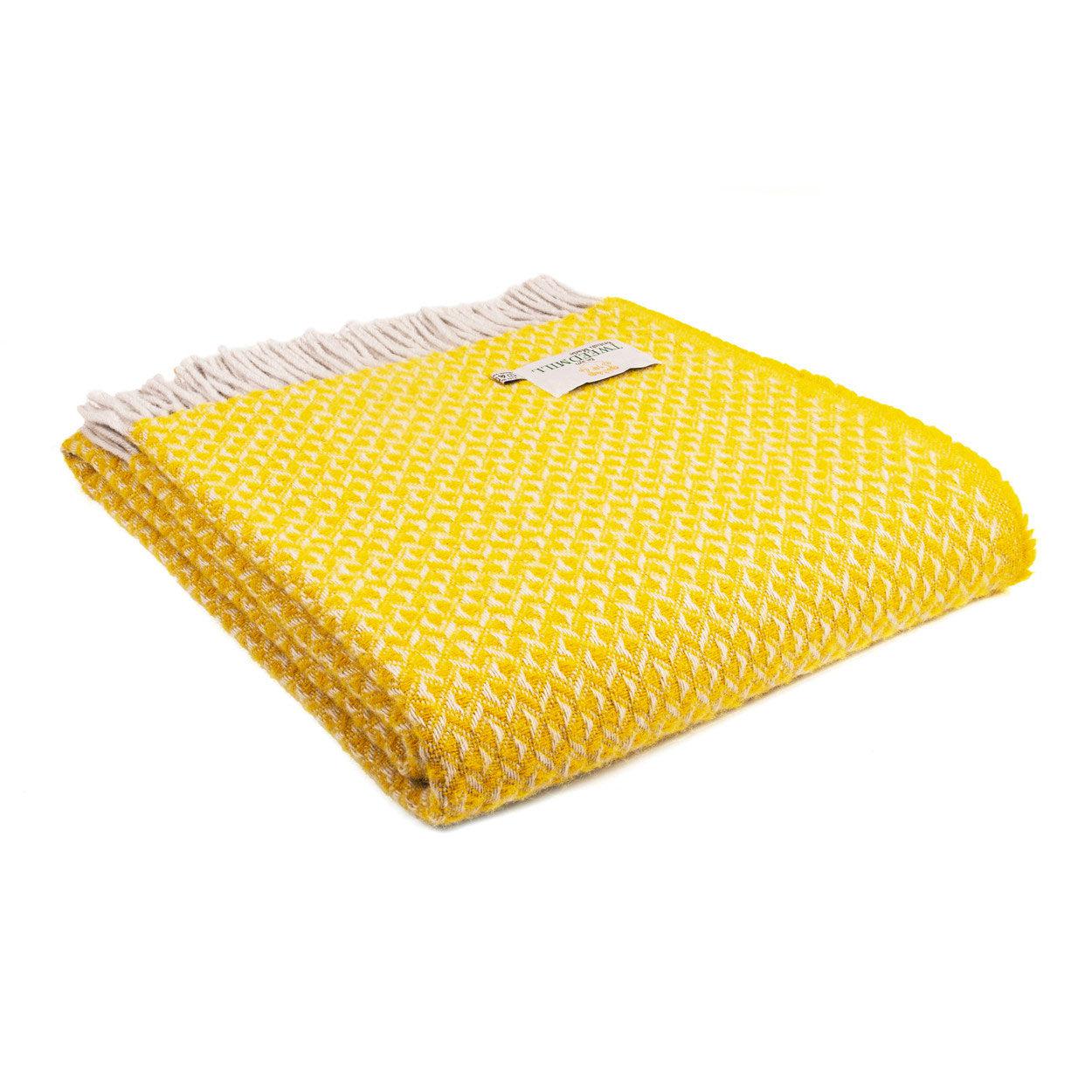 Throw / Blanket - New Wool - Welsh Diamond - Yellow