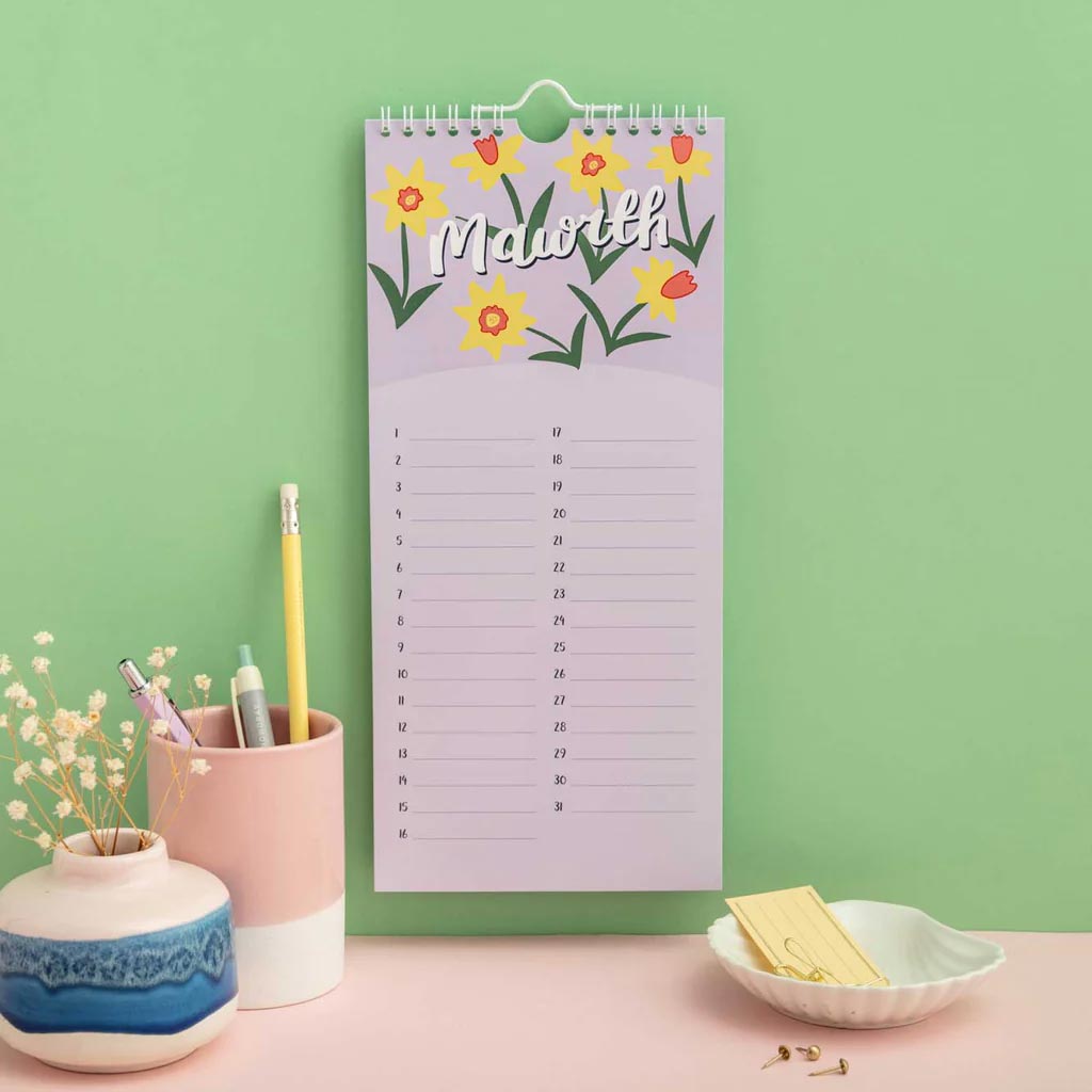 Welsh Langauge Calendar - Perpetual / Any Year / Birthday Planner