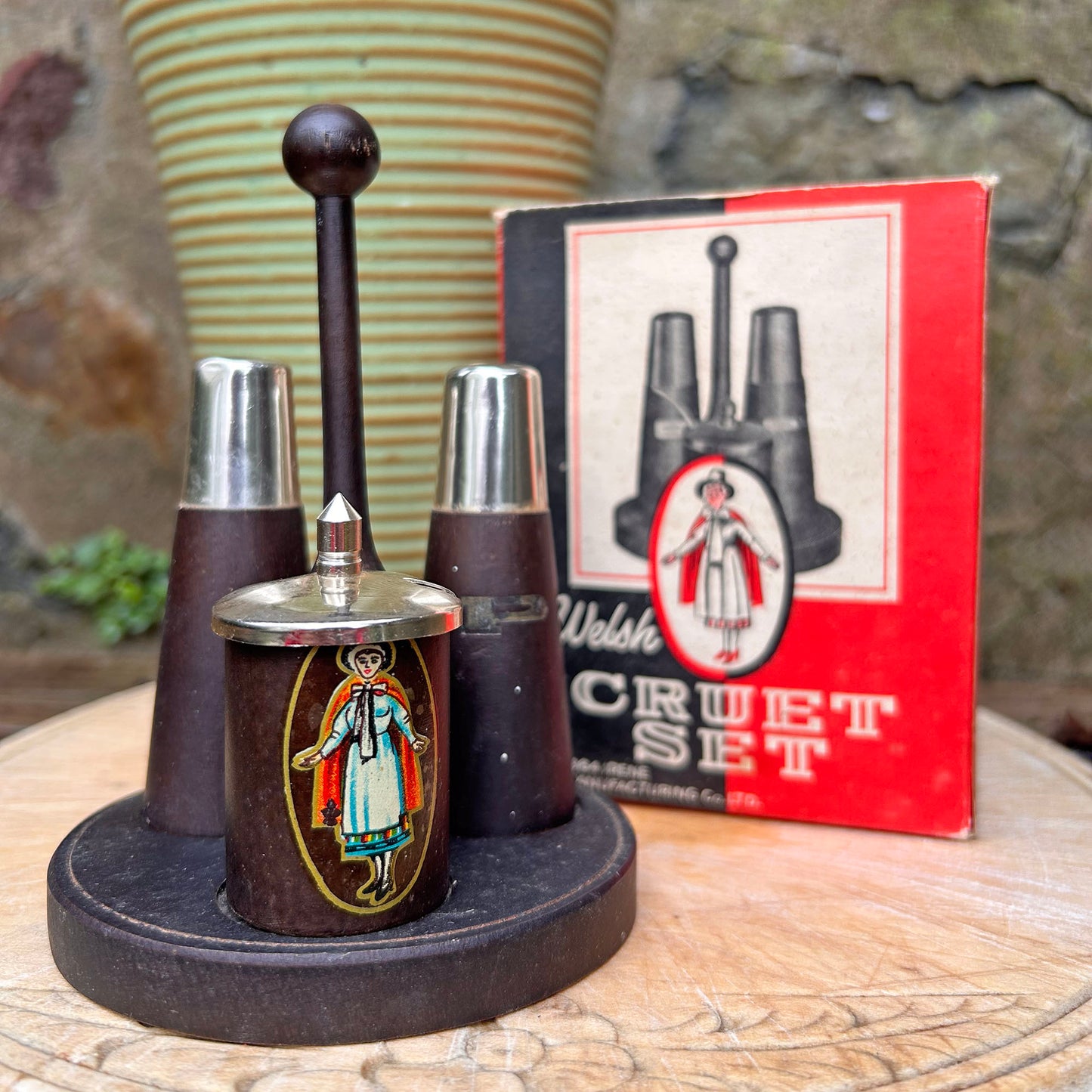 Welsh Cruet Set - Welsh Lady - Original Box - Vintage (Preloved)