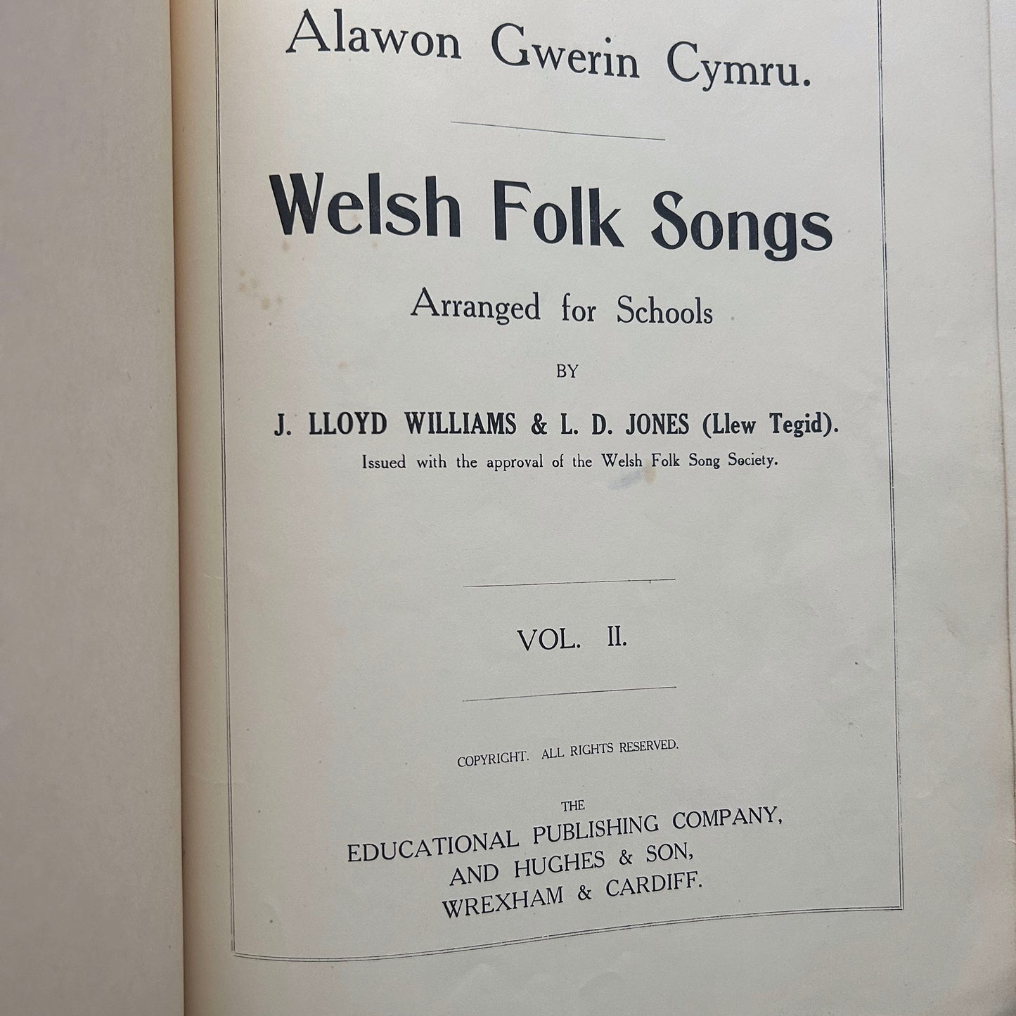 Welsh Folk Songs - J. Lloyd Williams & L.D. Jones - Part 2 (Preloved)
