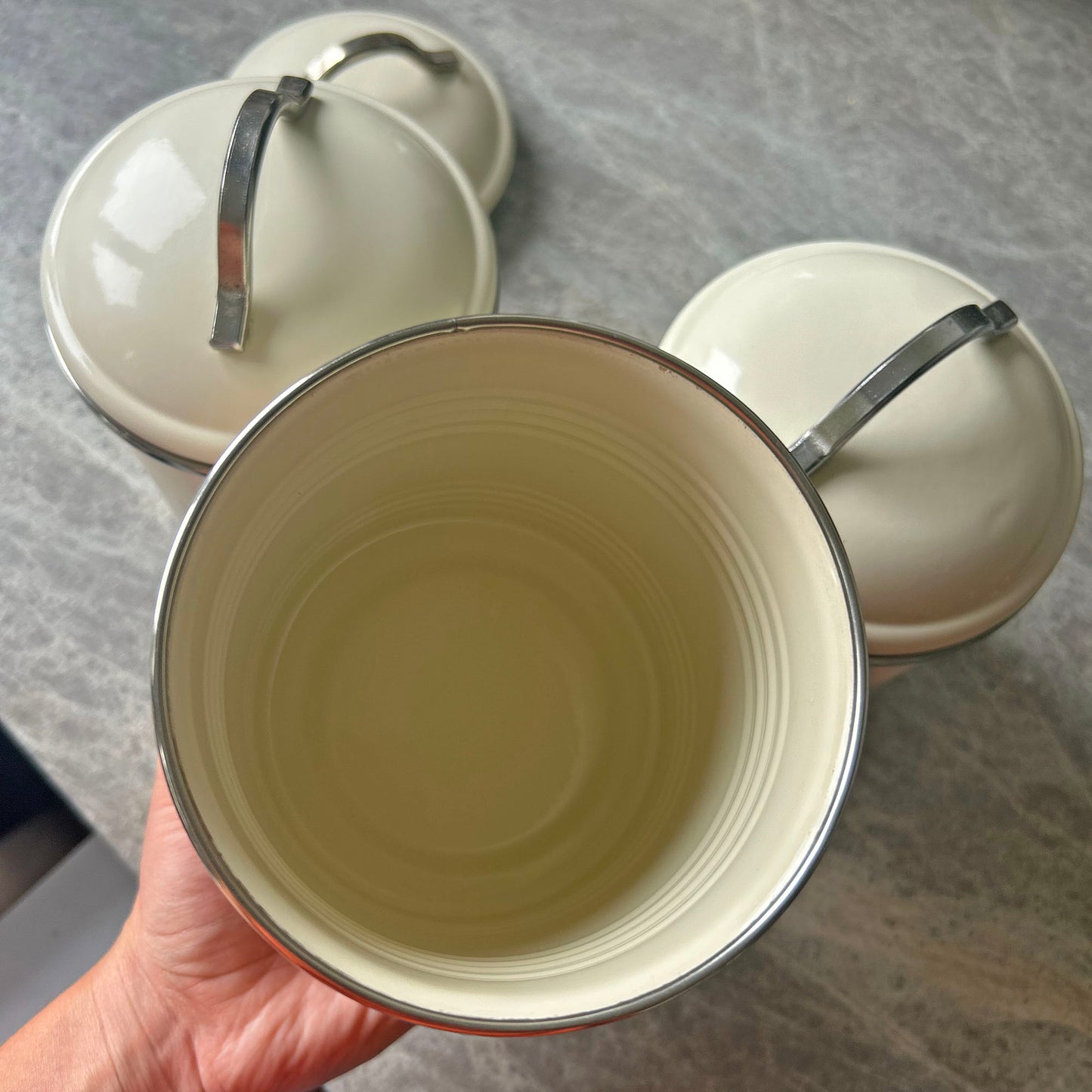 Kitchen Container Set - Coffi / Te / Siwgr Tins (Preloved)
