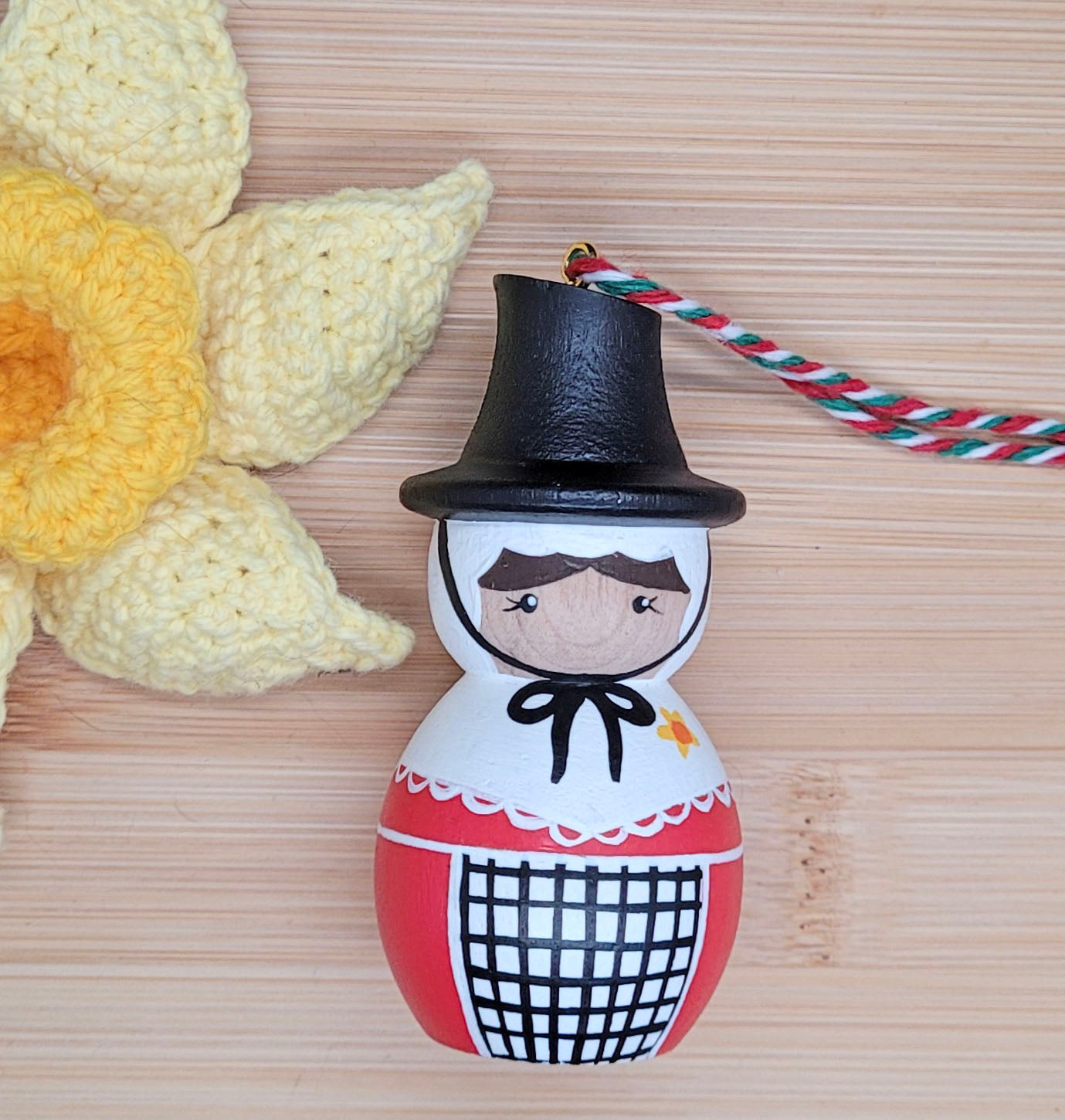 Hanging Decoration - Painted Peg Doll - Welsh Lady