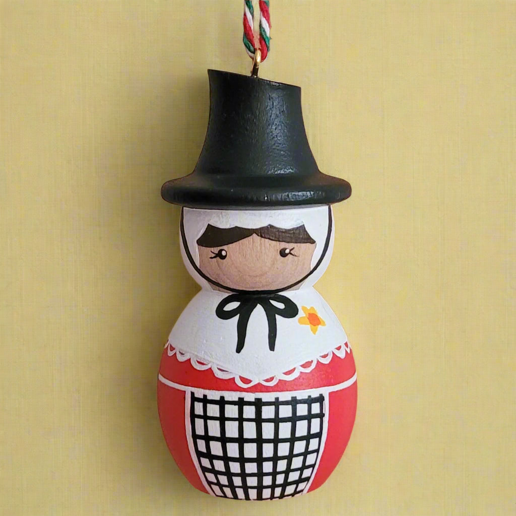 Hanging Decoration - Painted Peg Doll - Welsh Lady