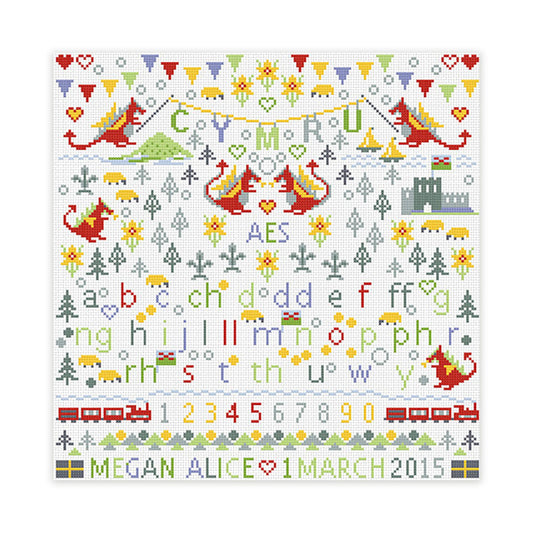 Cross Stitch Kit - Cymru / Welsh Dragons - Children's Personalised