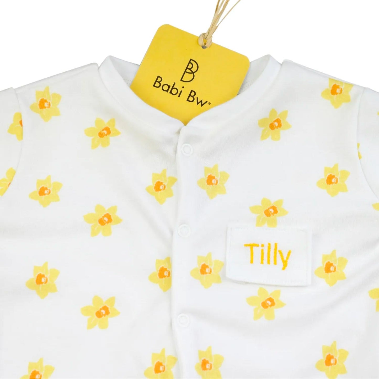 Baby Sleepsuit - Organic Cotton – Daffodils - Personalised