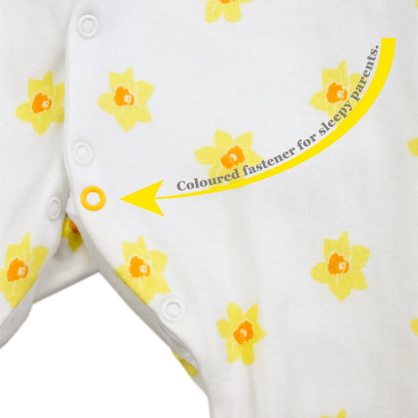 Baby Sleepsuit - Organic Cotton – Daffodils - Personalised