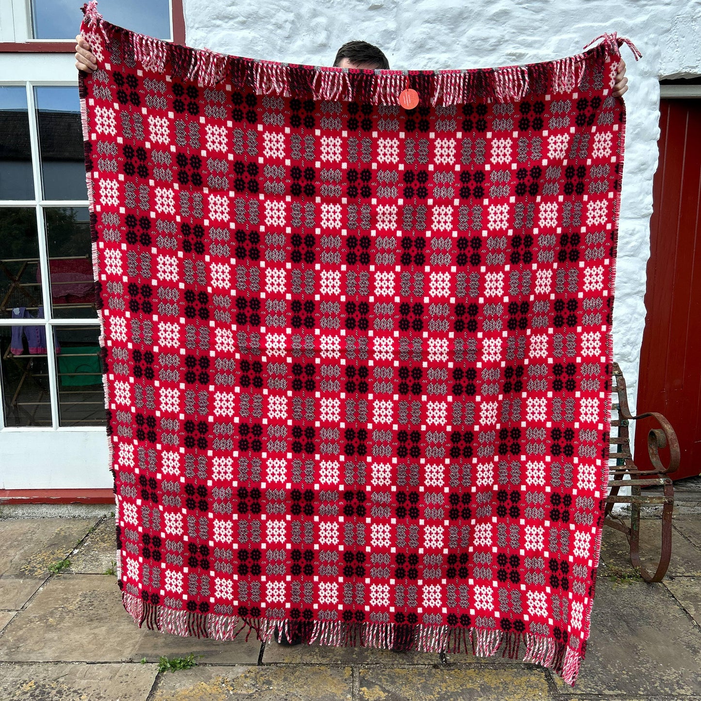 Throw / Blanket - Welsh Tapestry / Carthen Ysgafn - Caernarfon - 100% Wool - Dragon Red