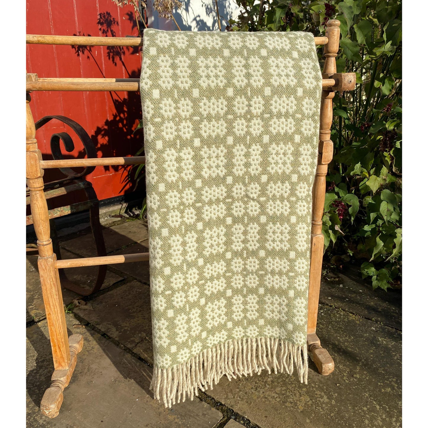 Throw / Blanket - Welsh Tapestry / Carthen Ysgafn - Caernarfon - 100% Wool - Sage