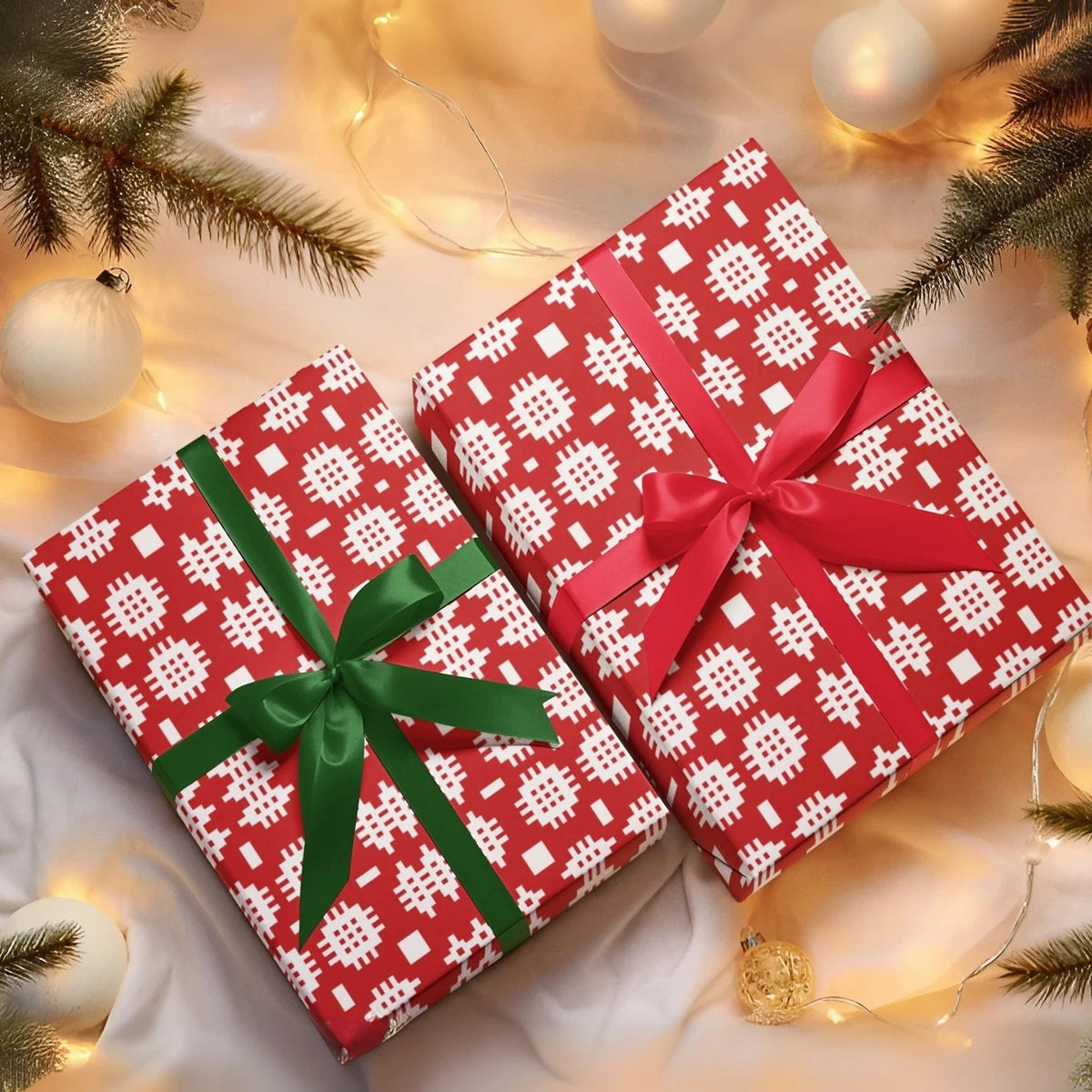 Gift Wrap / Wrapping Paper - Welsh Tapestry - Red & White - 3M Roll