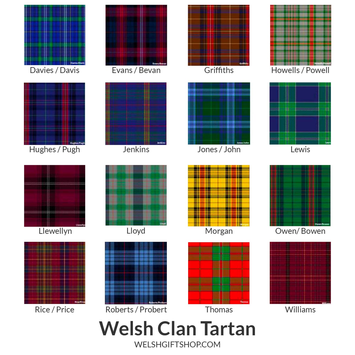 Cushion - Welsh Clan Tartan Wool - Eich Cyfenw - Personol - Hirgul (Brodwaith)