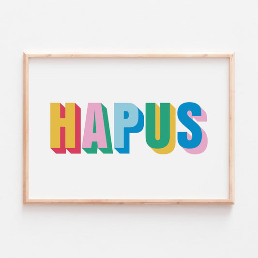Print - Welsh Typographic - Hapus / Happy - A4