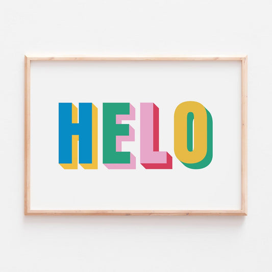 Print - Welsh Typographic - Helo - A4