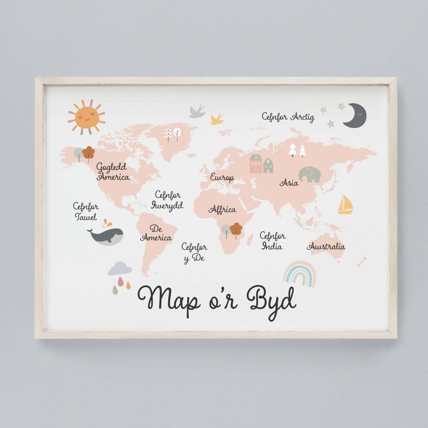 Print / Poster - Welsh Map of the Word - Map o’r Byd