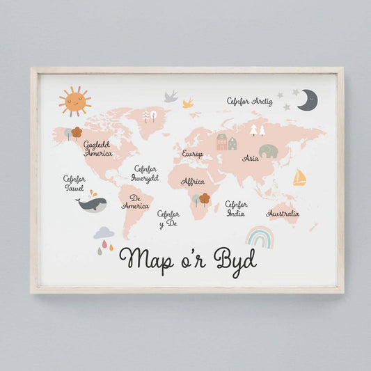 Print / Poster - Welsh Map of the Word - Map o’r Byd