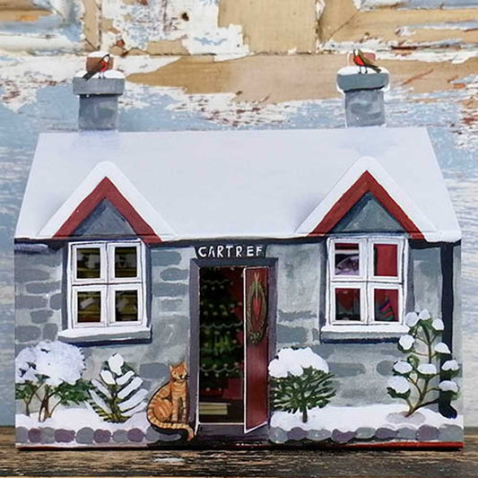 3D Card / Decoration - Christmas Cottage - Cartref