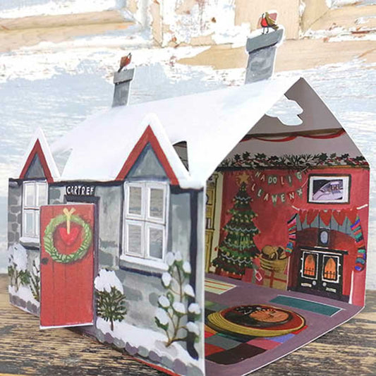 3D Card / Decoration - Christmas Cottage - Cartref
