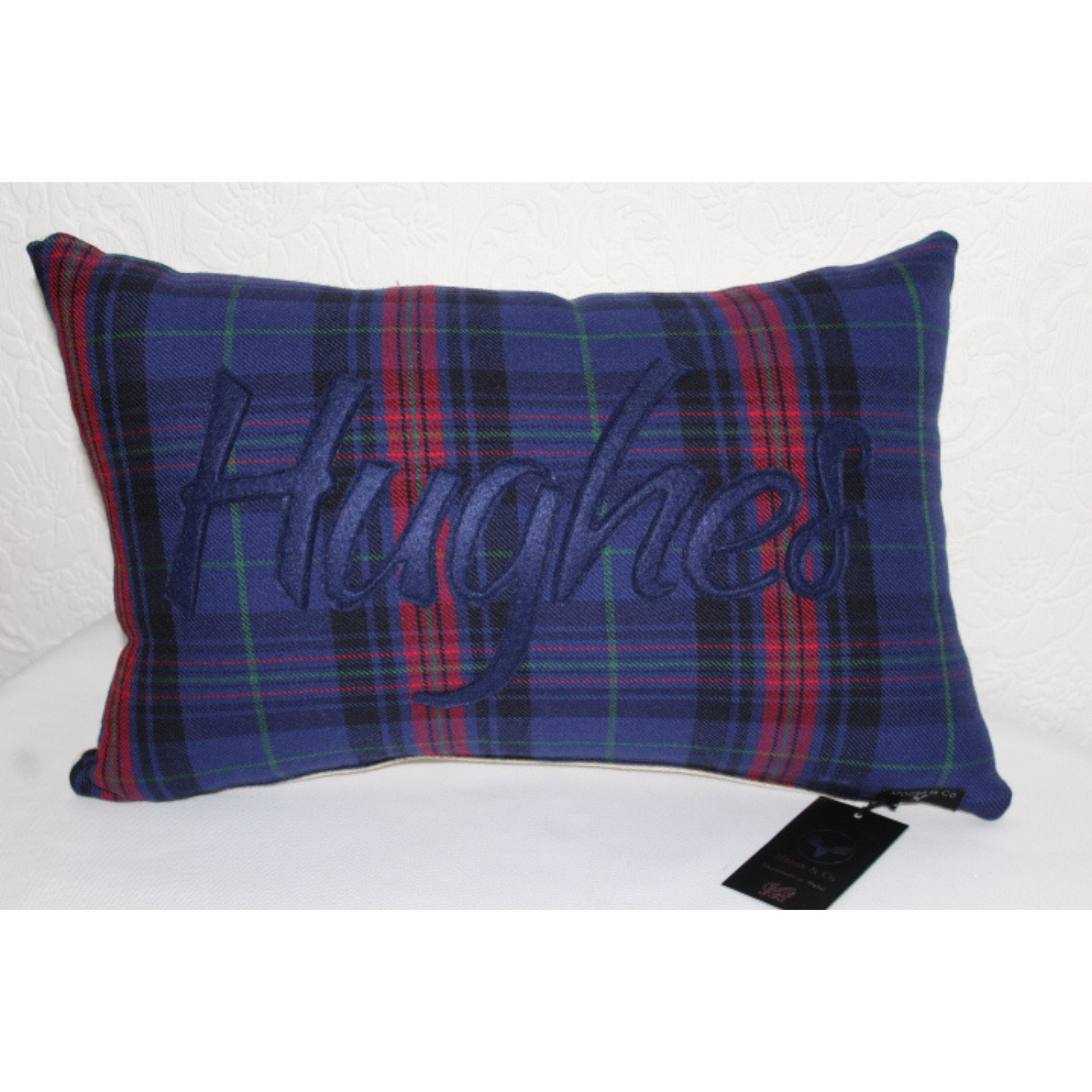 Cushion - Welsh Clan Tartan Wool - Your Surname - Personalised - Oblong