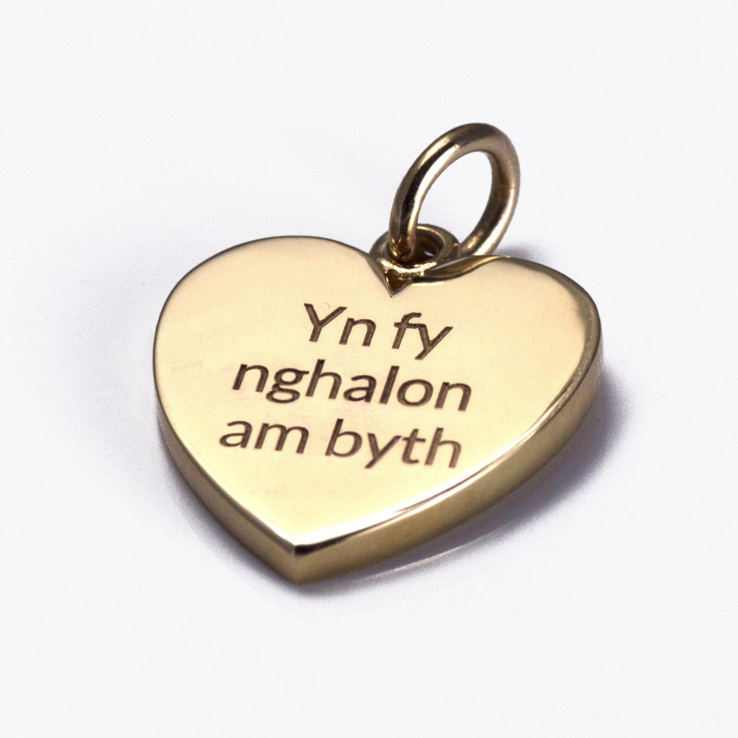 Pendant  / Charm - Yn Fy Nghalon Am Byth - 9ct Gold - 16mm