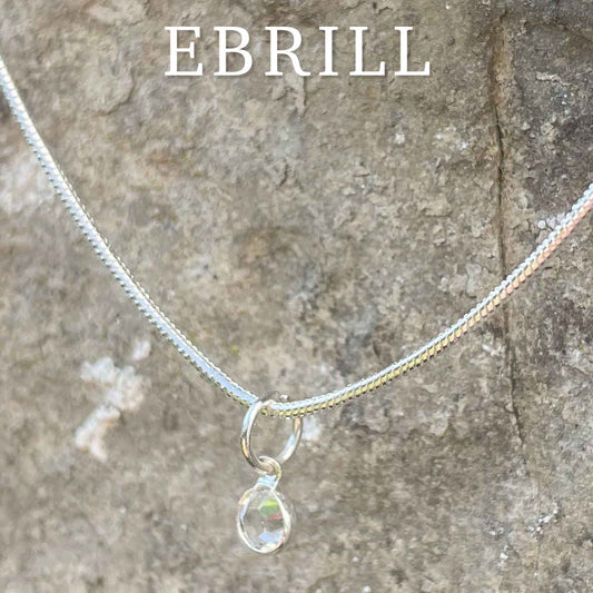 Birthstone Crystal Pendant - Silver Necklace - Welsh Language - April / Diamond