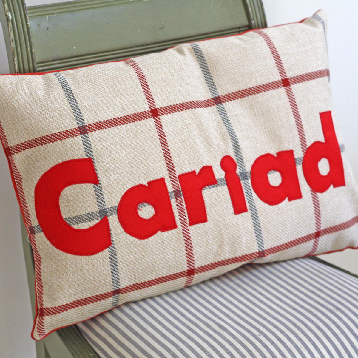 Cushion - Plaid - Cariad / Love