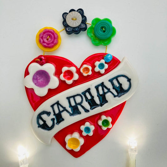 Hanging Heart - Ceramic / Porcelain - Cariad / Love