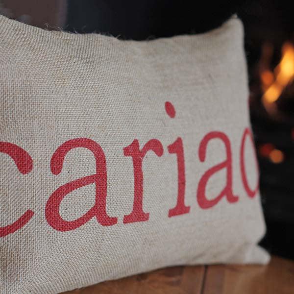 Cushion Cover - Welsh - Cariad / Love-Pillow-The Welsh Gift Shop