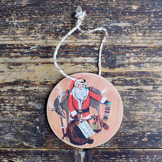 Decoration - Wooden - Nadolig Llawen - Sion Corn / Santa