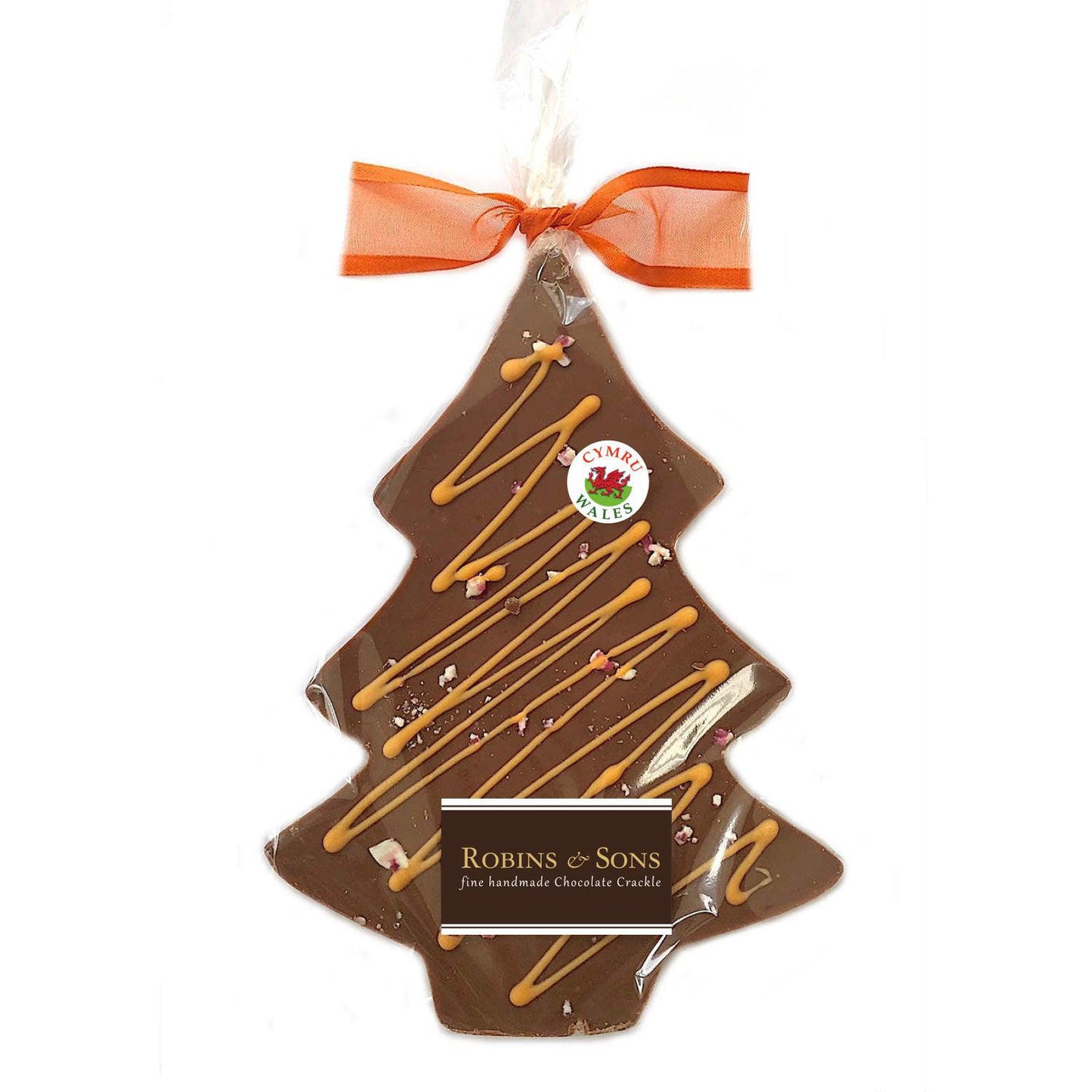 Chocolate Christmas Tree - Handmade in Wales - Orange Crackle - Milk