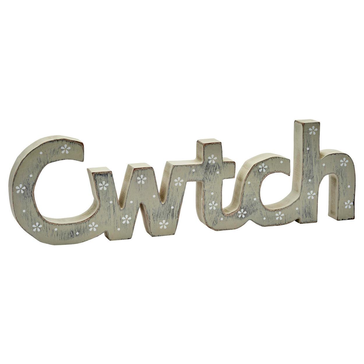 Decoration - Wooden Word - Cwtch / Cuddle