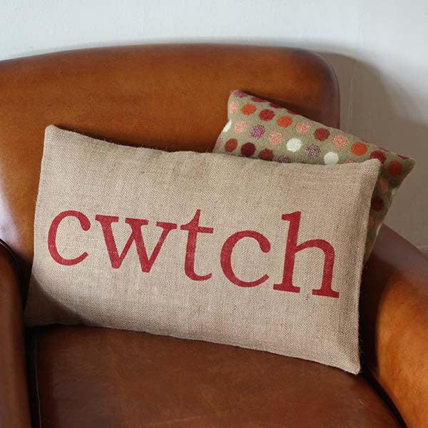 Cushion Cover - Burlap - Cwtch / Cwtsh