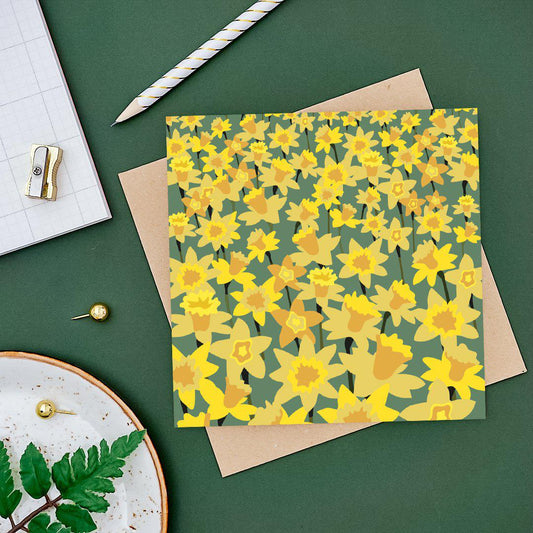 Card - Welsh - Daffodil Field