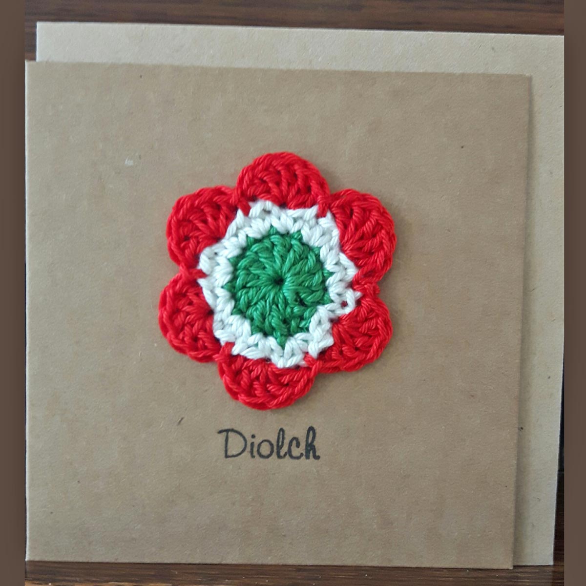Card - Handmade Crochet - Diolch - Thank You