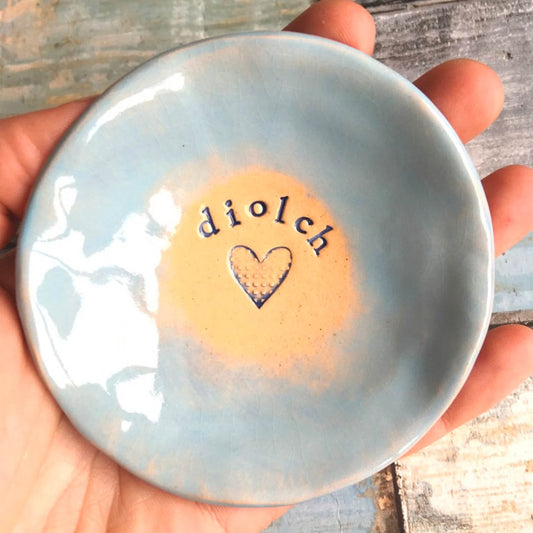 Little Dish - Ceramic - Trinket / Jewellery - Diolch / Thanks