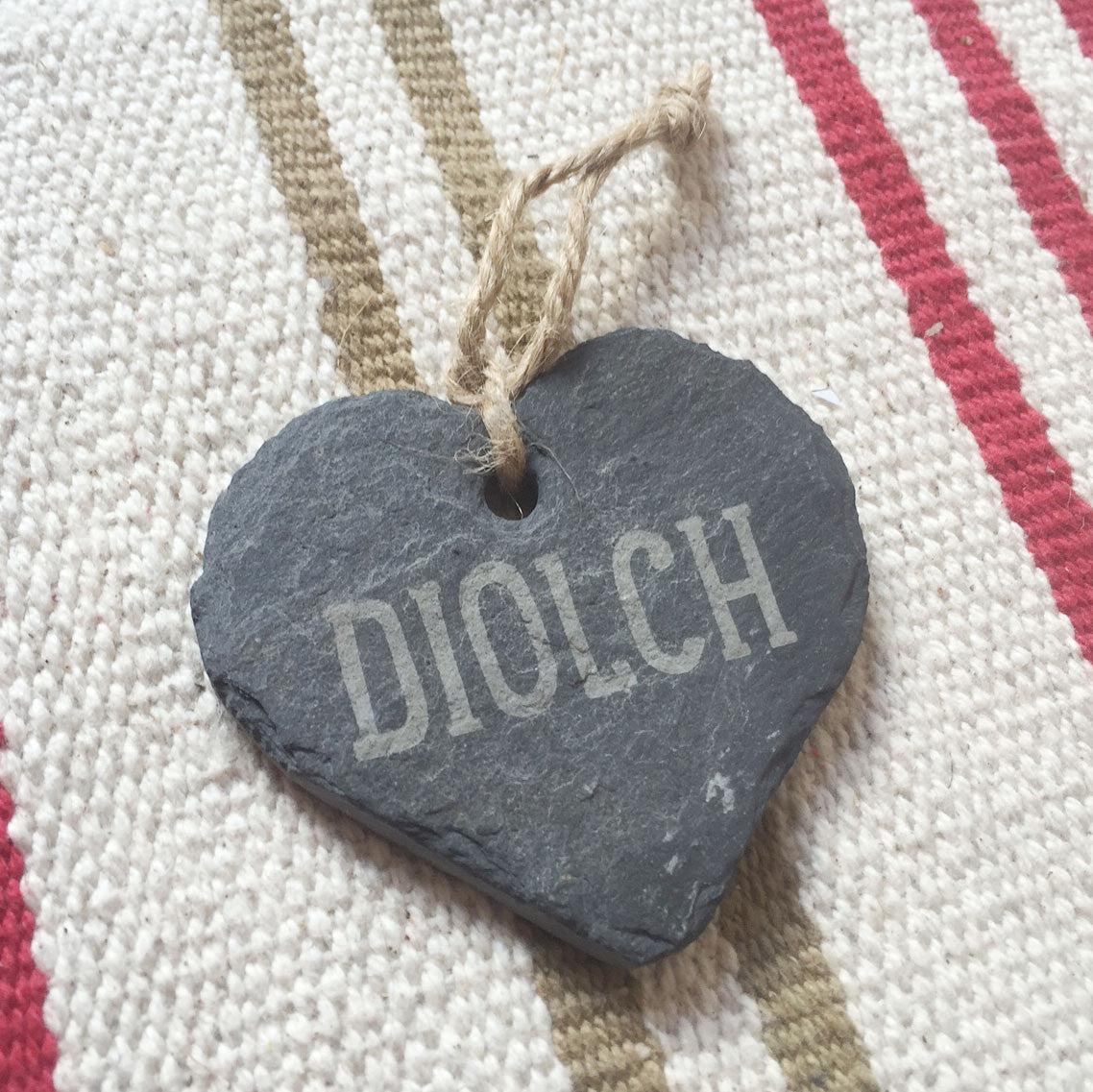Slate Heart - Hand Made in Wales - Diolch / Thank you