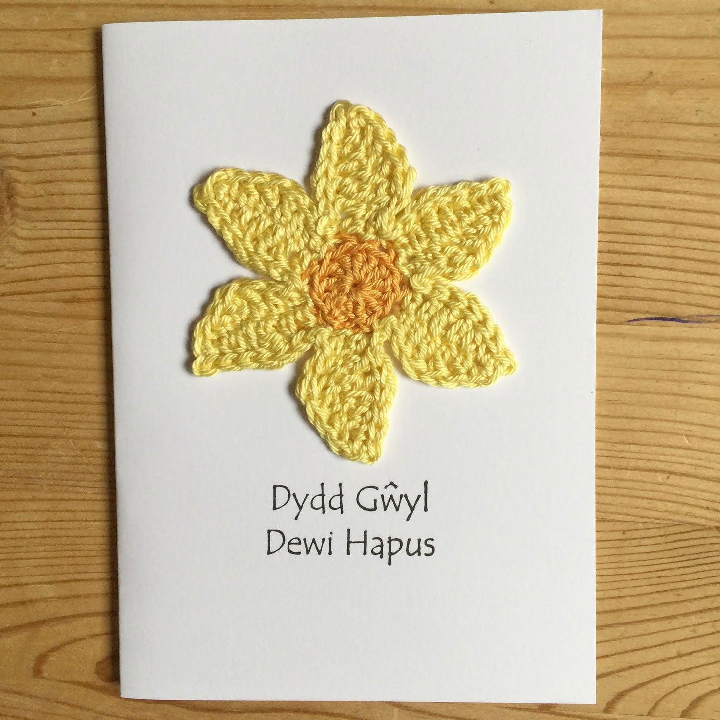 Card - Handmade Crochet - Dydd Gwyl Dewi Hapus