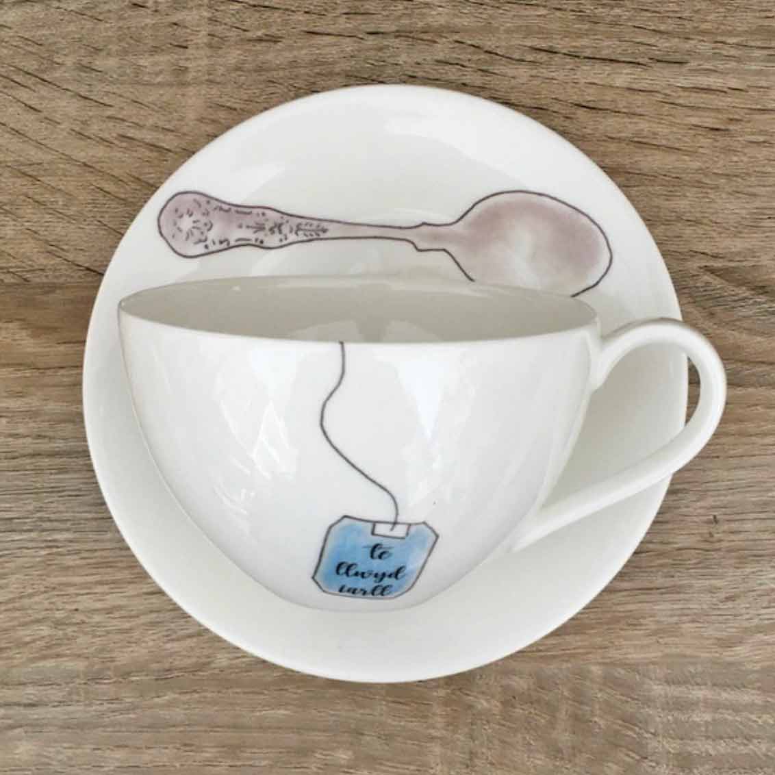 Cup & Saucer- Teabag - Te Iarll Llwyd / Earl Grey Tea - XL