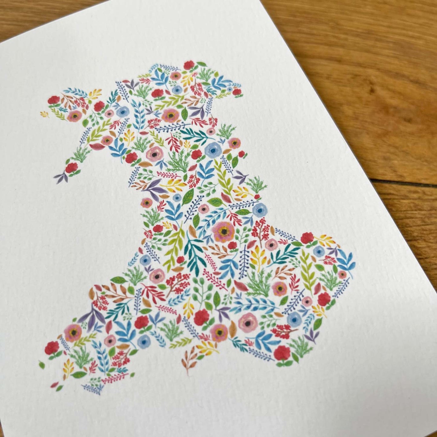 Card - Floral Map of Wales / Cymru