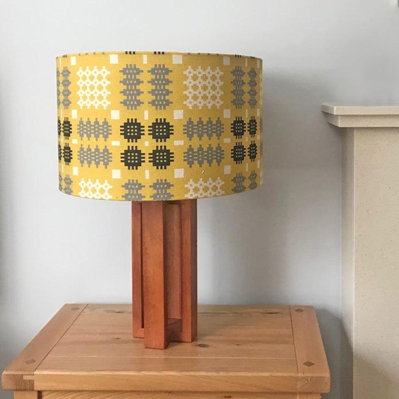 Lamp Shade - Welsh Tapestry Print - Mustard - Choose Size