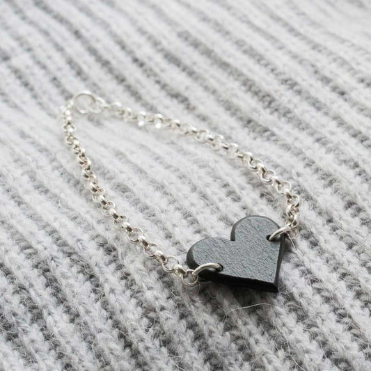 Bracelet - Welsh Slate -  Natural - Textured Heart - Small
